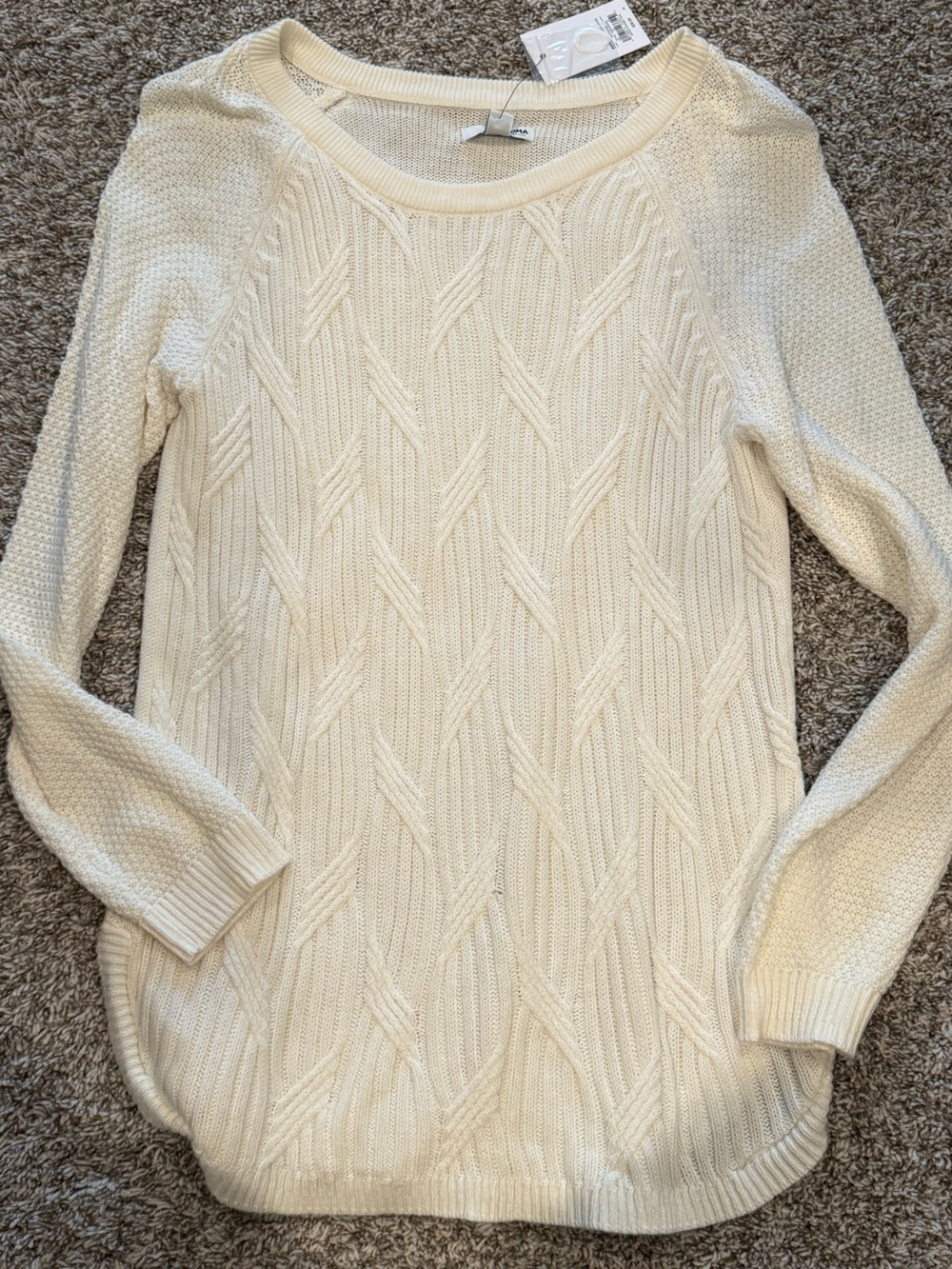 Women's Cream Cable Knit Sweater